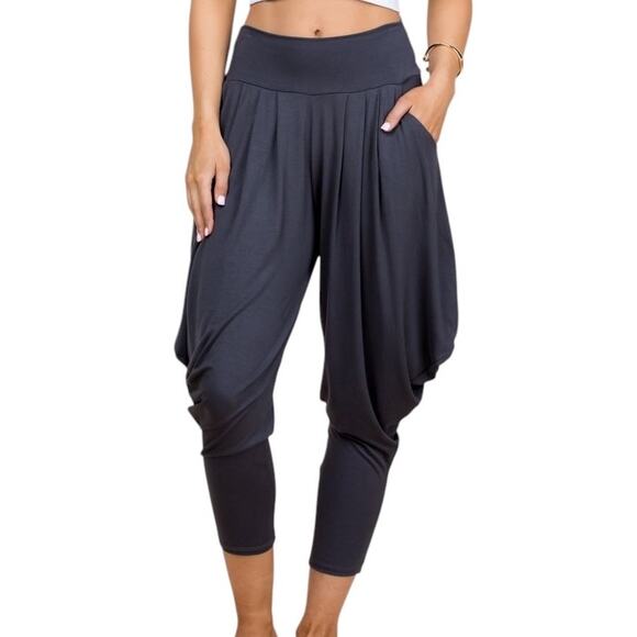 Kooniez Pants - Kooniez Charcoal Harem Pants Size Large Dark Gray Soft Comfy Lounge Yoga